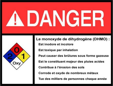 alerte, monoxyde de dihydrogene, modh, dmho, danger, risque