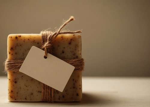 étiquette vierge représentant l’importance des mentions obligatoires sur un savon artisanal